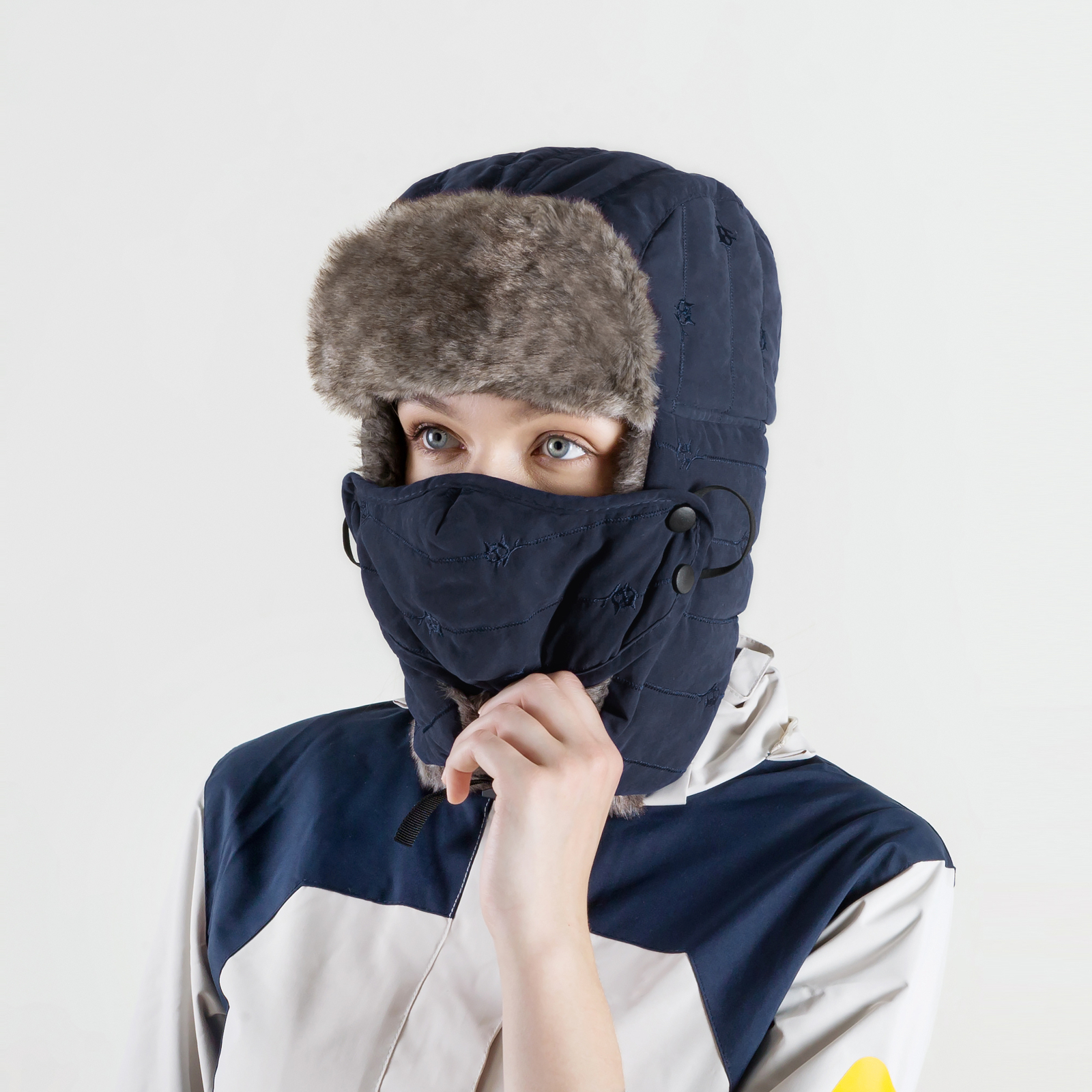 Winter Ear Flap Thermal Hat Fur Warm Snow Ski Cap Hat Face Mask for Cold Weather