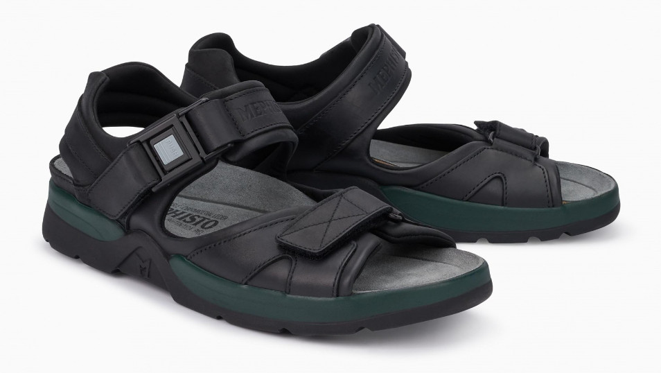 Mephisto Shark Fit Black Smooth Leather Sandal Men’s EU sizes 40-48 NEW!!!