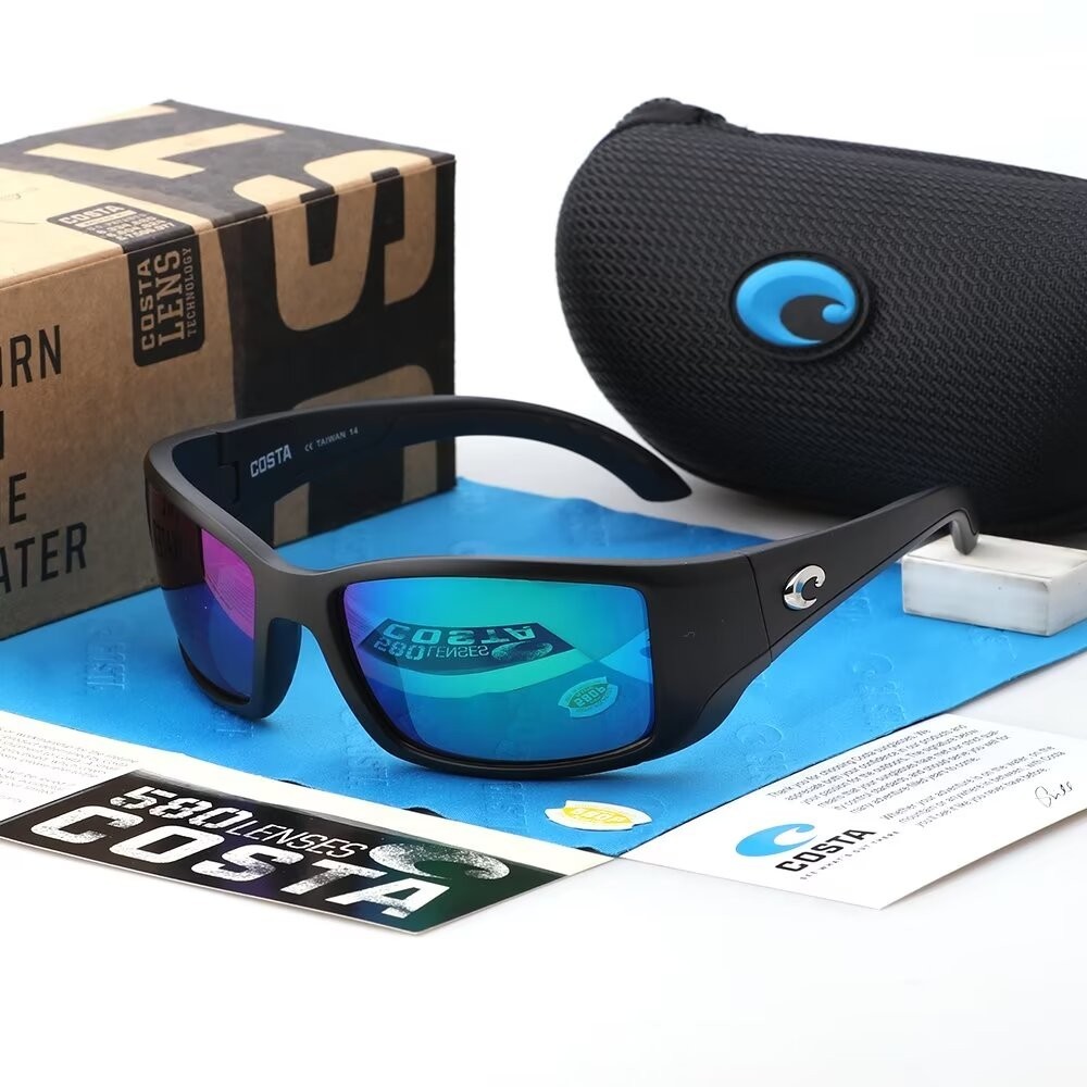 New in box Costa BlackFin Black/Green Mirror 580p Polarized Sunglasses