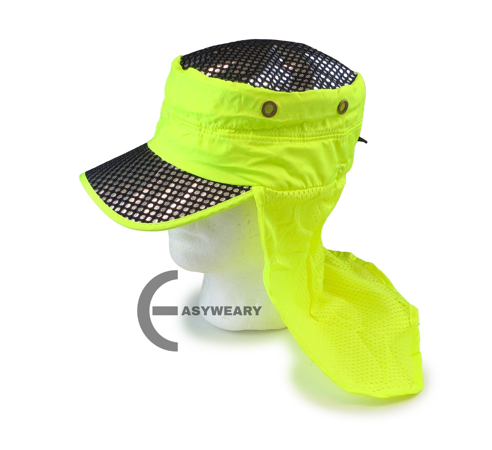 Cooling Sun Hat Cap Neck Flap UV Protection SPF Reflective High Visual Safety