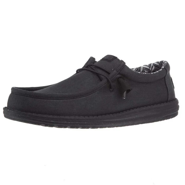 Hey Dude Men’s WIDE Wally Canvas Black On Black Casual Shoe -41785-060