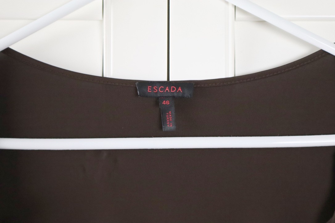 ESCADA Slinky Stretch Jewel Gem Embellished Draped Front Tank Top Size 46