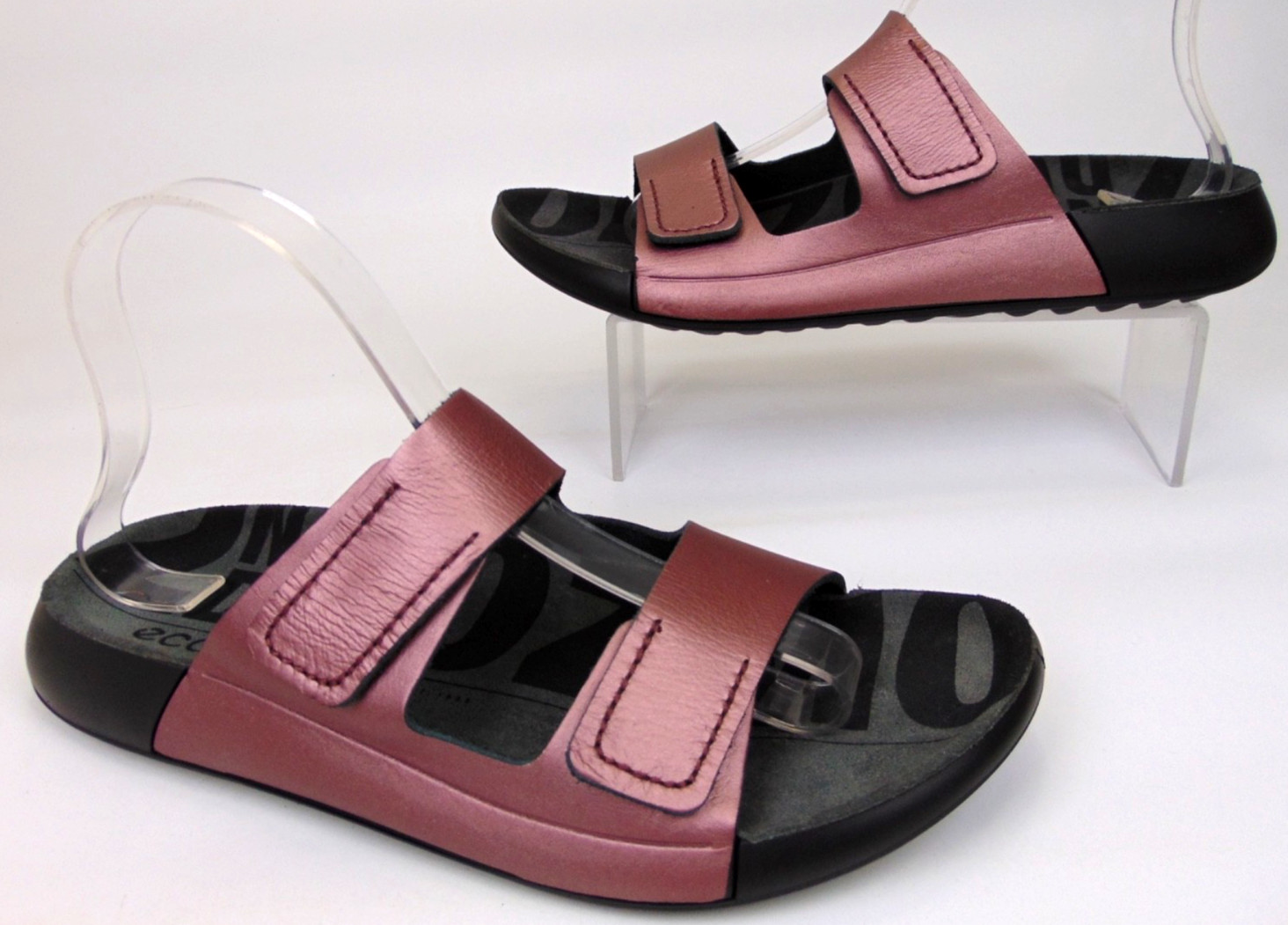 ECCO 2nd Cozmo Women’s Two Strap Fluidform Leather Sandals Woodrose Size 9 – 9.5