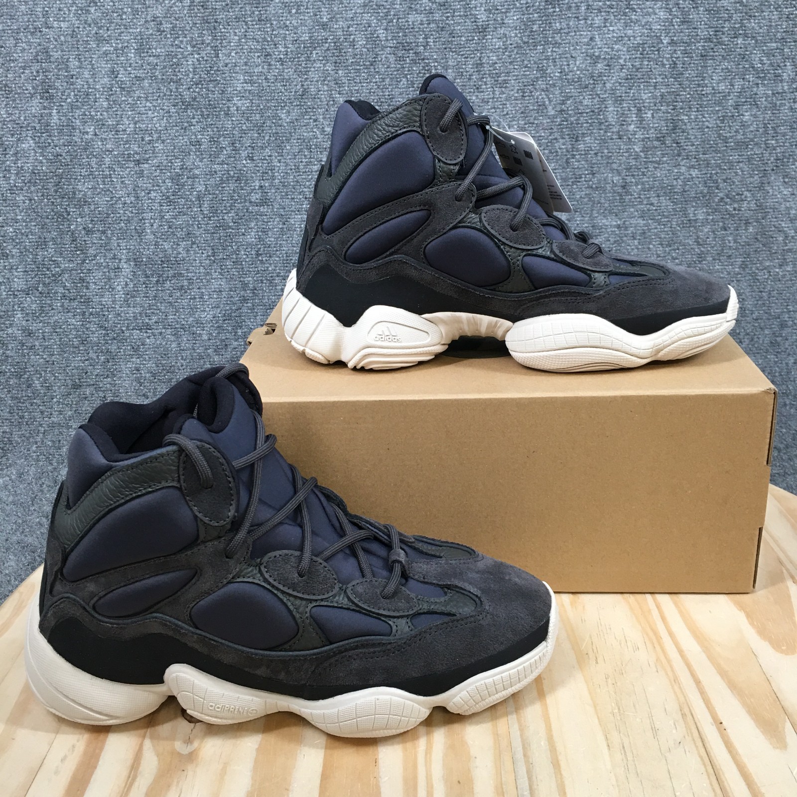 Adidas Yeezy 500 High Slate Shoes Mens 9 Athletic Sneakers Lace Up Blue NEW