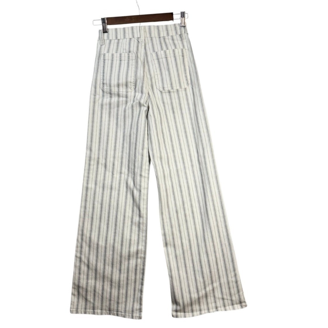 FRAME Womens Le Slim Palazzo Jeans 25 Ivory Sage Stripe Stretch Wide Leg