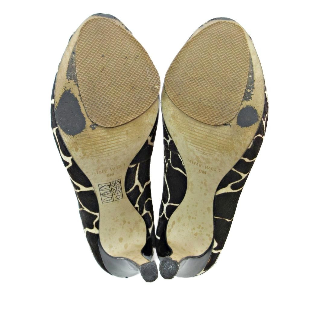NINE WEST Giraffe Pattern Leather Pumps Brown 5/22cm (8.66in) B Condition