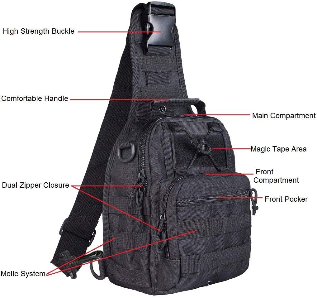 Outdoor Tactical Sling Bag Military MOLLE Crossbody Pack Chest Shoulder Backpack