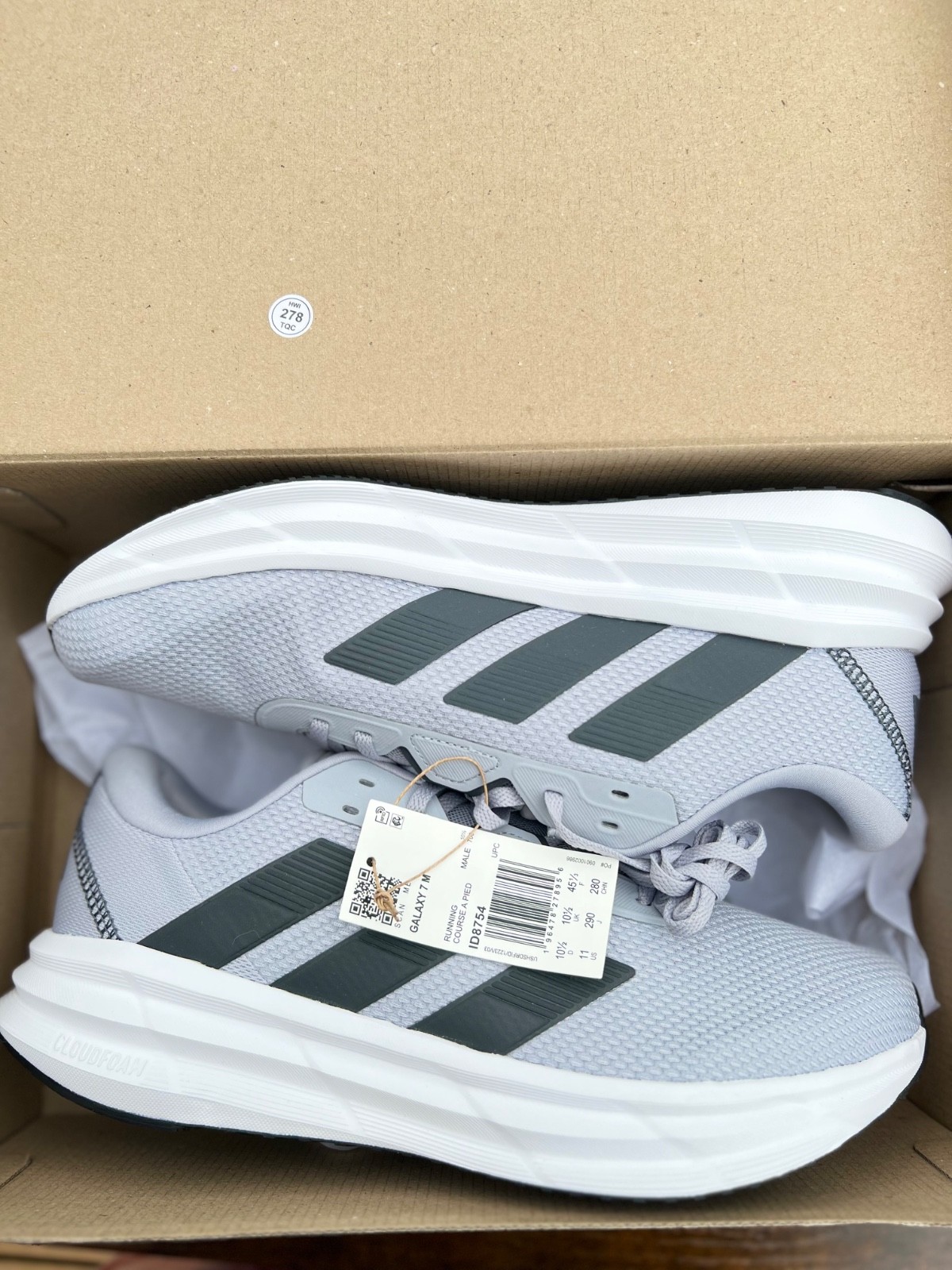 Adidas Galaxy 7 Halo Silver Carbon Men’s Size 11 Running Shoes ID8754