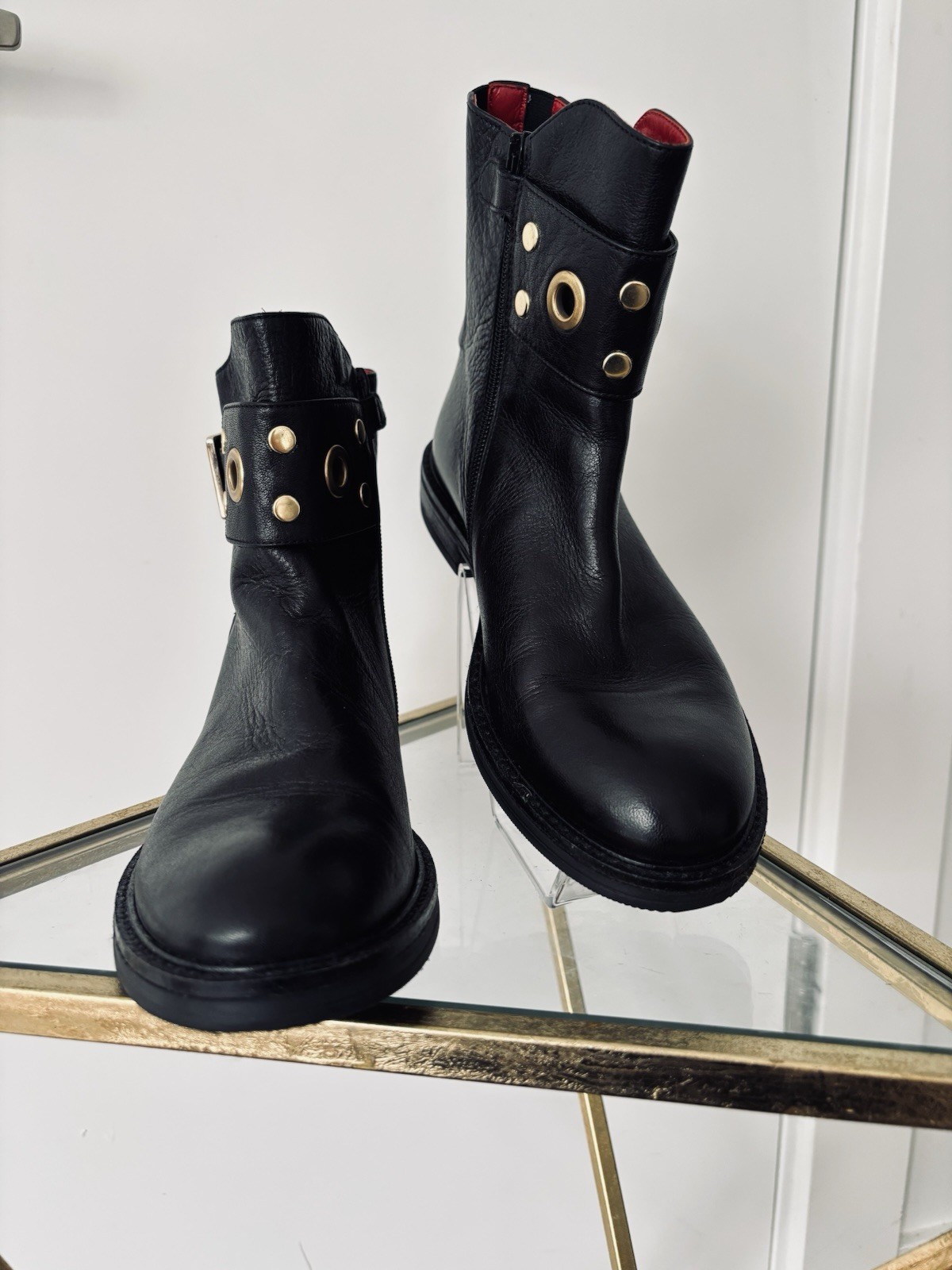 Cesare Paciotti black leather ankle boots size 37 women’s Made in Italy