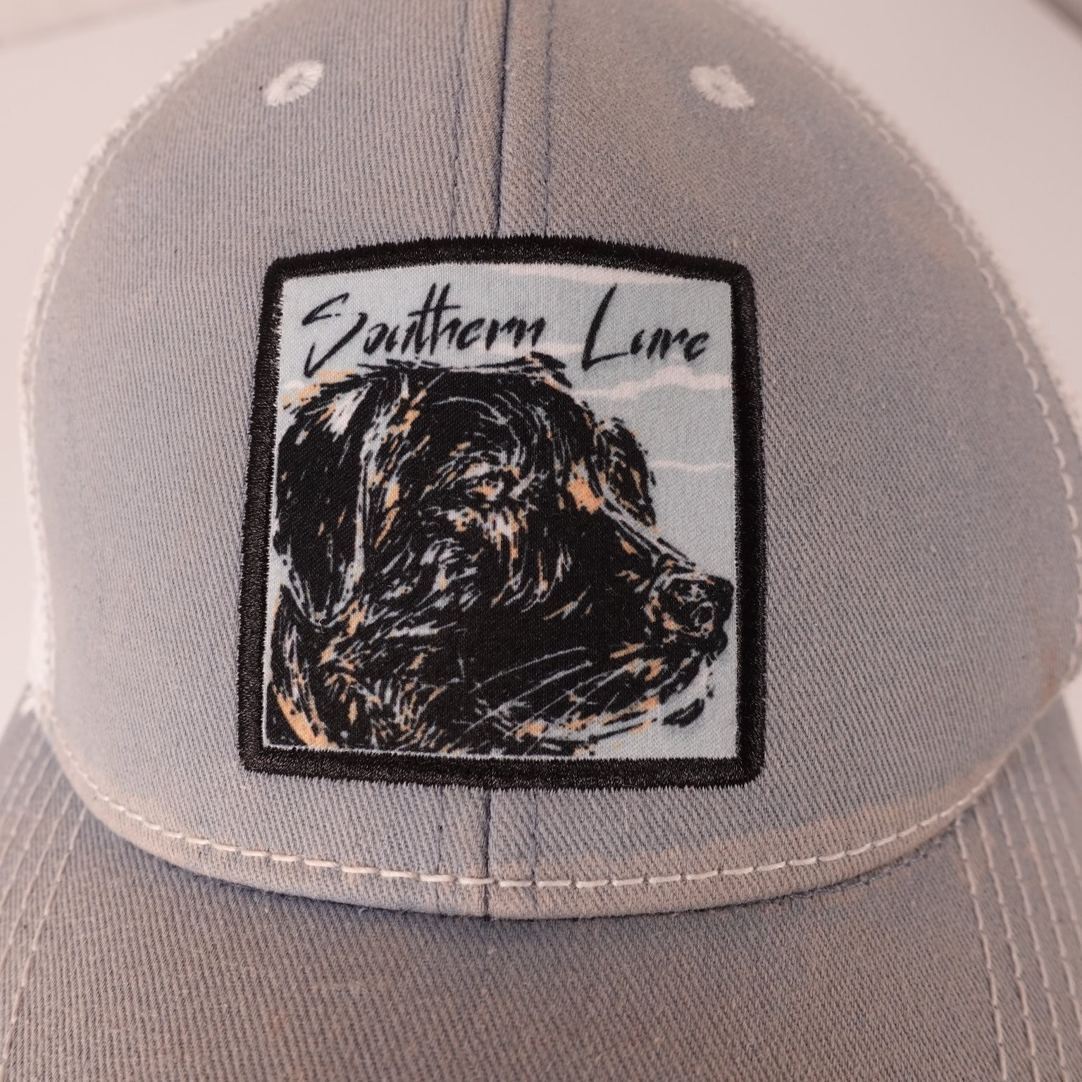 Southern Lure Trucker Hat Men’s Adjustable Gray Mesh Dog Patch Fishing