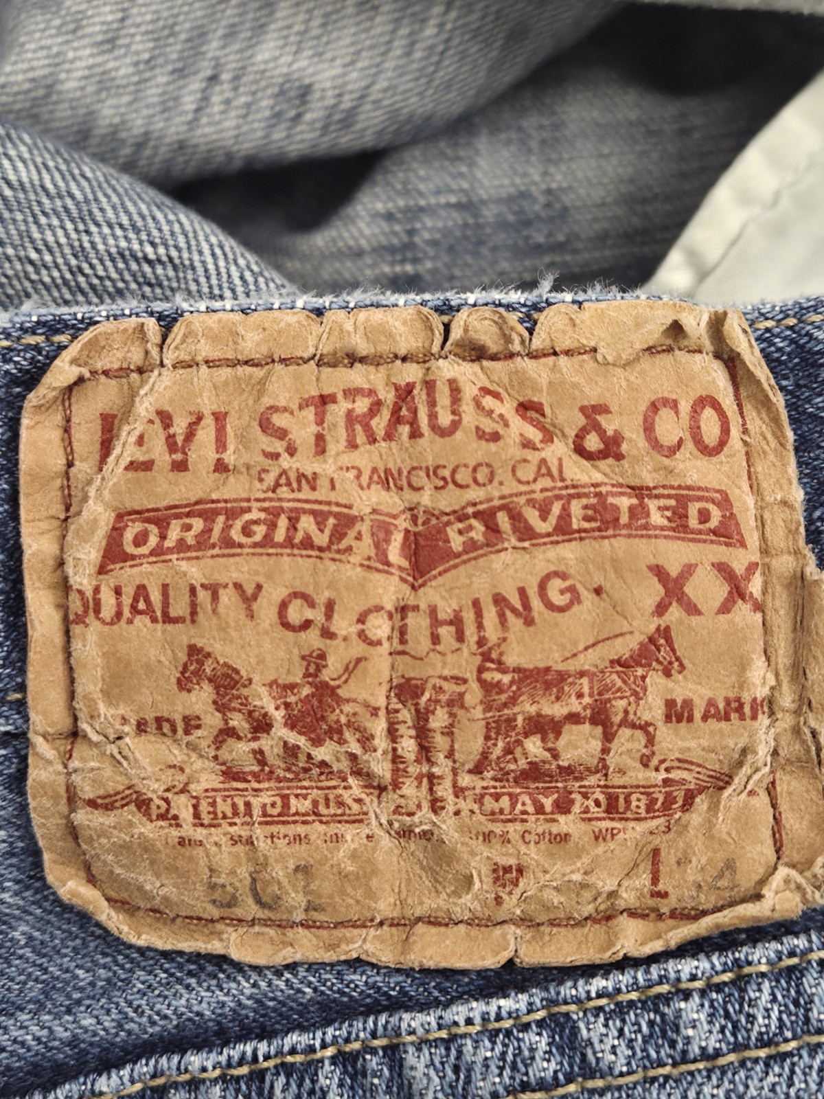 Levi’s 501 WPL-423 Straight Leg Button-Fly Men’s Cotton Denim Blue Jeans 36×34