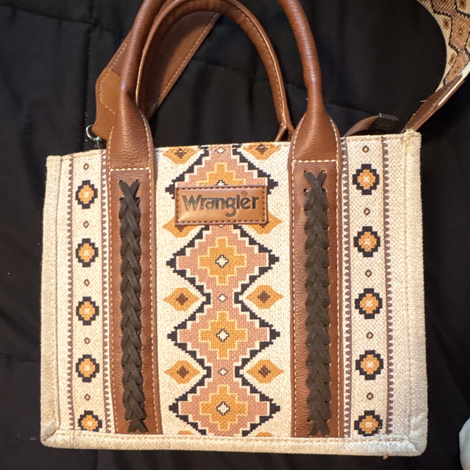 Wrangler Aztec Western Geometric Satchel Tote Detachable Crossbody Strap