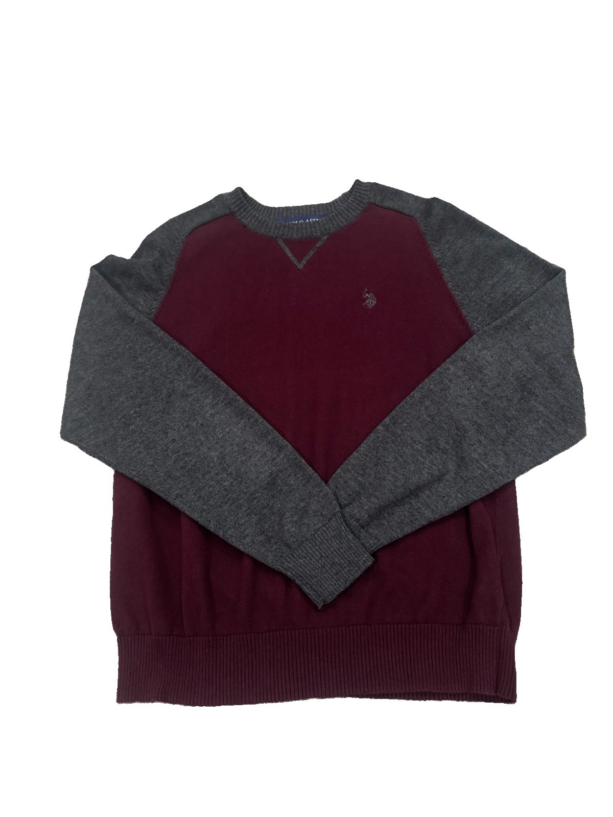 U.S. Polo Assn. Mens Sweater Long Sleeve, Burgundy/dark Gray,Size Small