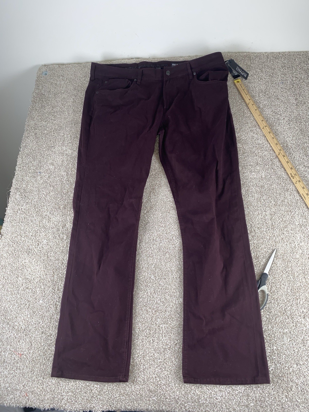 Buffalo David Bitton Jeans Ash X Slim Stretch Cotton 42×32 Maroon NWT MSRP $109