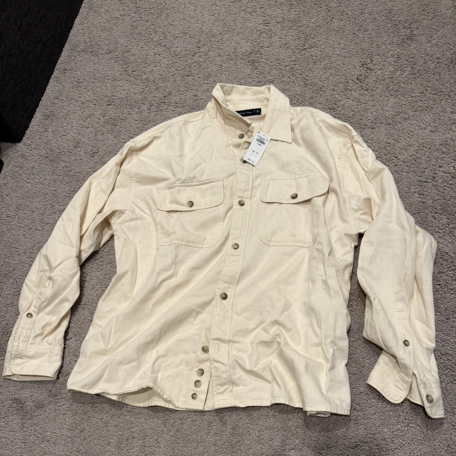 Size XL – Abercrombie & Fitch Button-Up Denim Shirt Cream NWT Brand New NWT