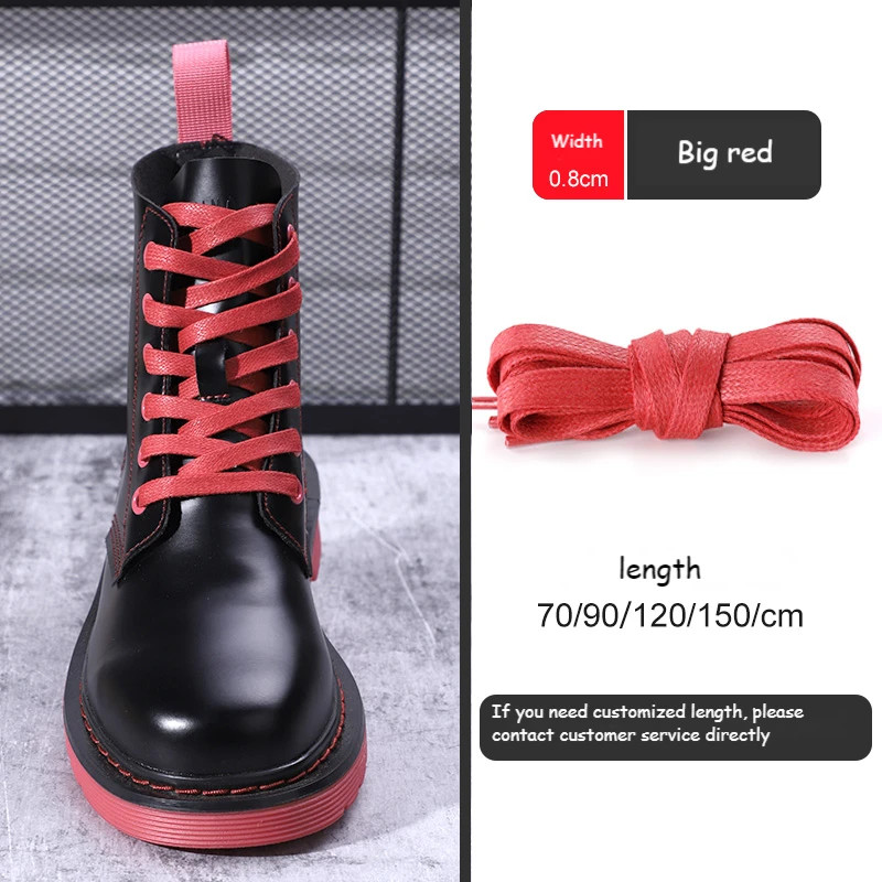 1 Pair Waxed Cotton Shoelaces 0.8CM Width Flat Waterproof Shoe Laces Unisex Boot