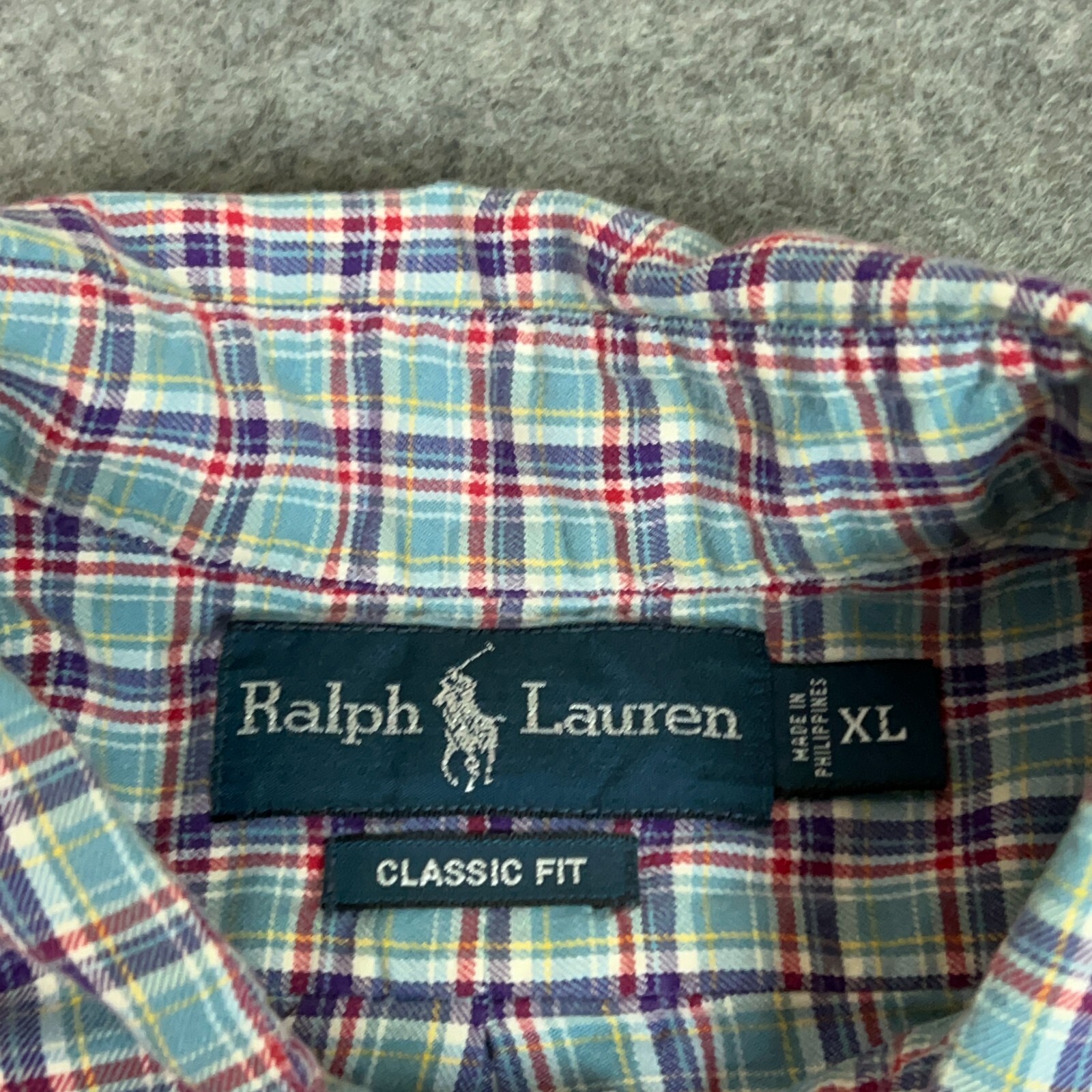 Ralph Lauren Men Shirt Extra Large Blue Purple Red Pony Preppy Classic Work Top