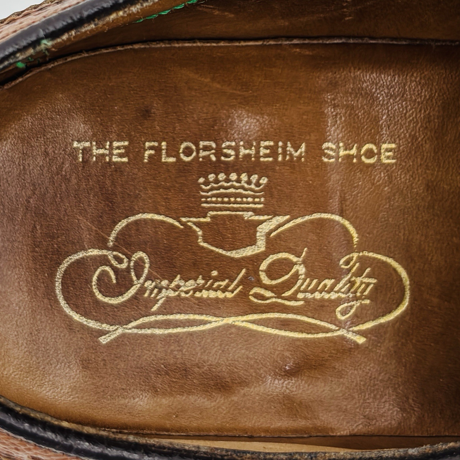 Men 9 D Vintage Florsheim Imperial Long Wingtip Dress Shoe Brown Leather V Cleat