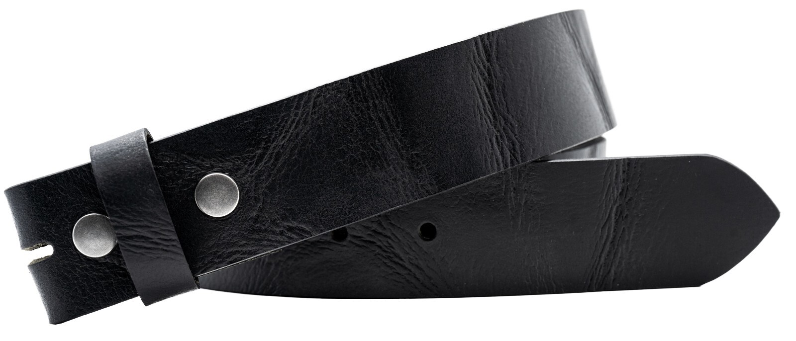 Men’s Full Grain Oil Tanned Crumpled Leather Casual Jeans Belt – Black