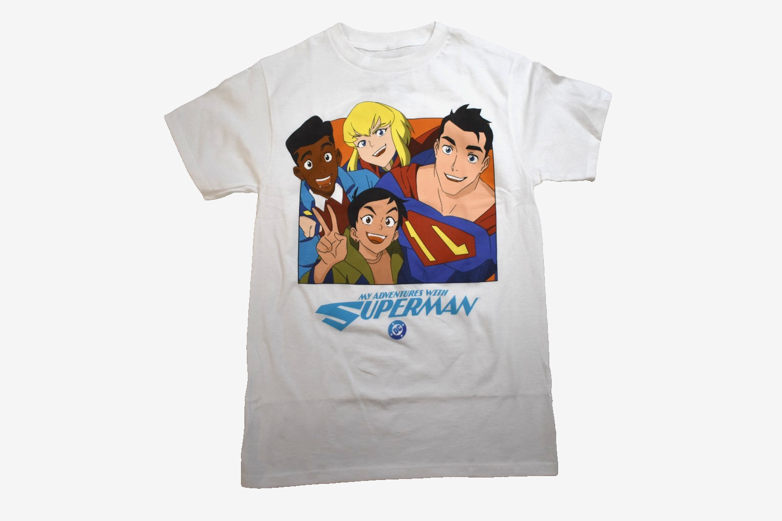 DC Comics My Adventures With Superman Mens Group Photo White Shirt New XS-3XL
