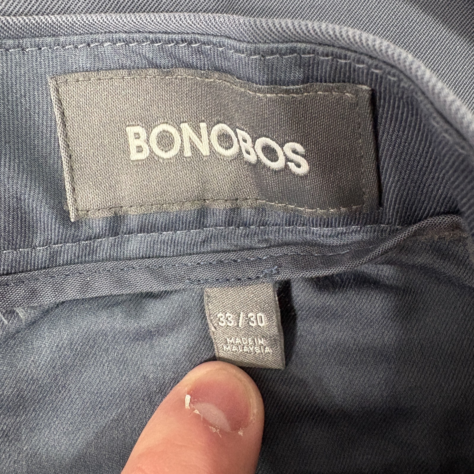 Bonobos Chino Pants Mens 33×30 Blue Stretch Straight Flat Front Preppy