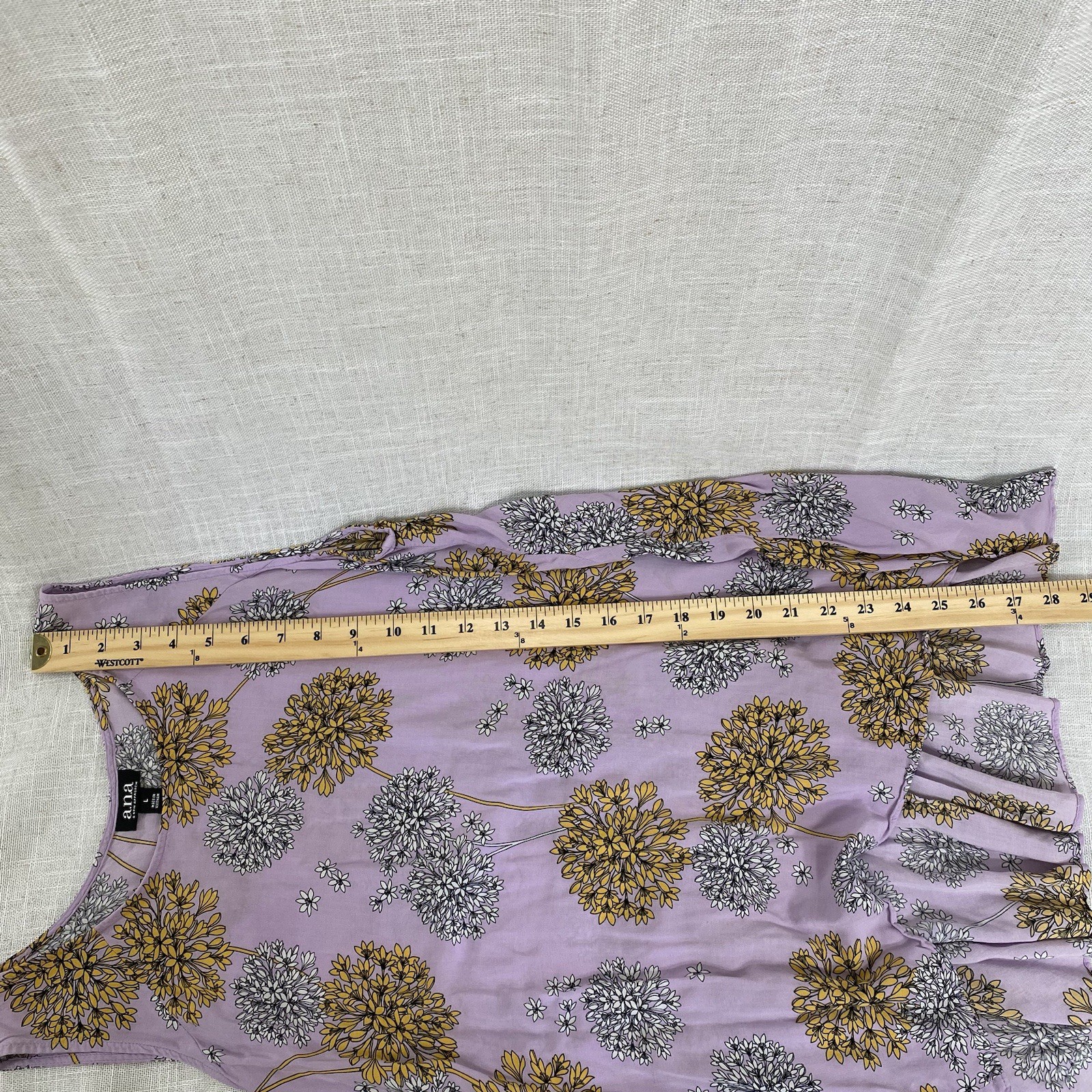 a.n.a. A New Approach Tank Top Blouse Womens L Rayon Purple Floral Beach Fairy
