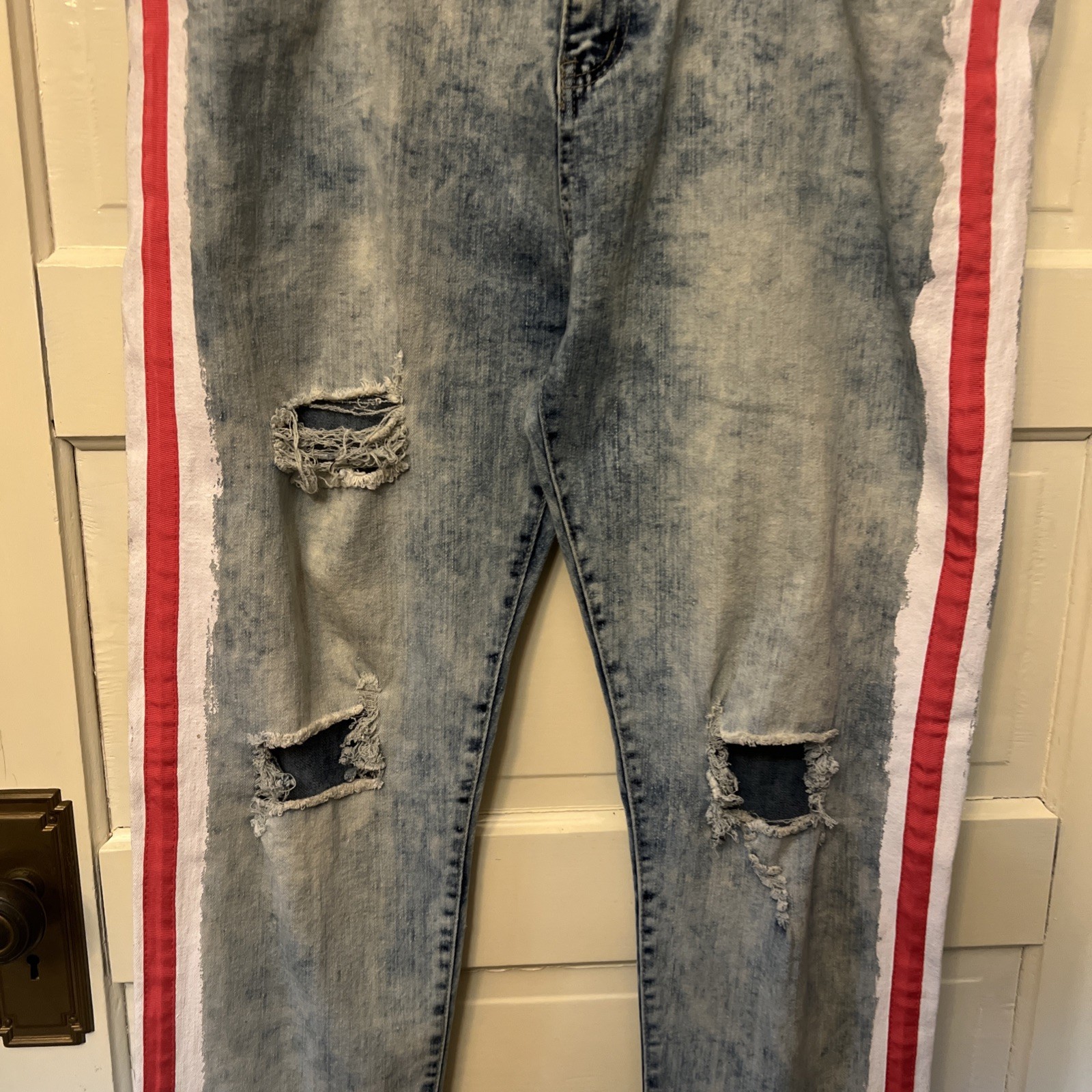 Waimea Skinny Jeans Men 40×32 – Stretch Denim Distressed Painted Faded Grunge St