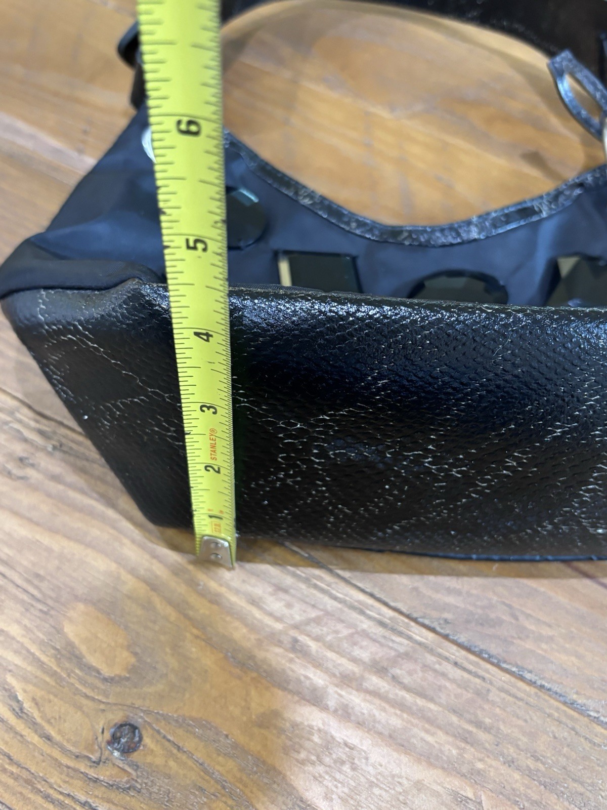 Vintage EXTE Italy Metallic Python Leather & Nylon Crystal Crescent baguette bag