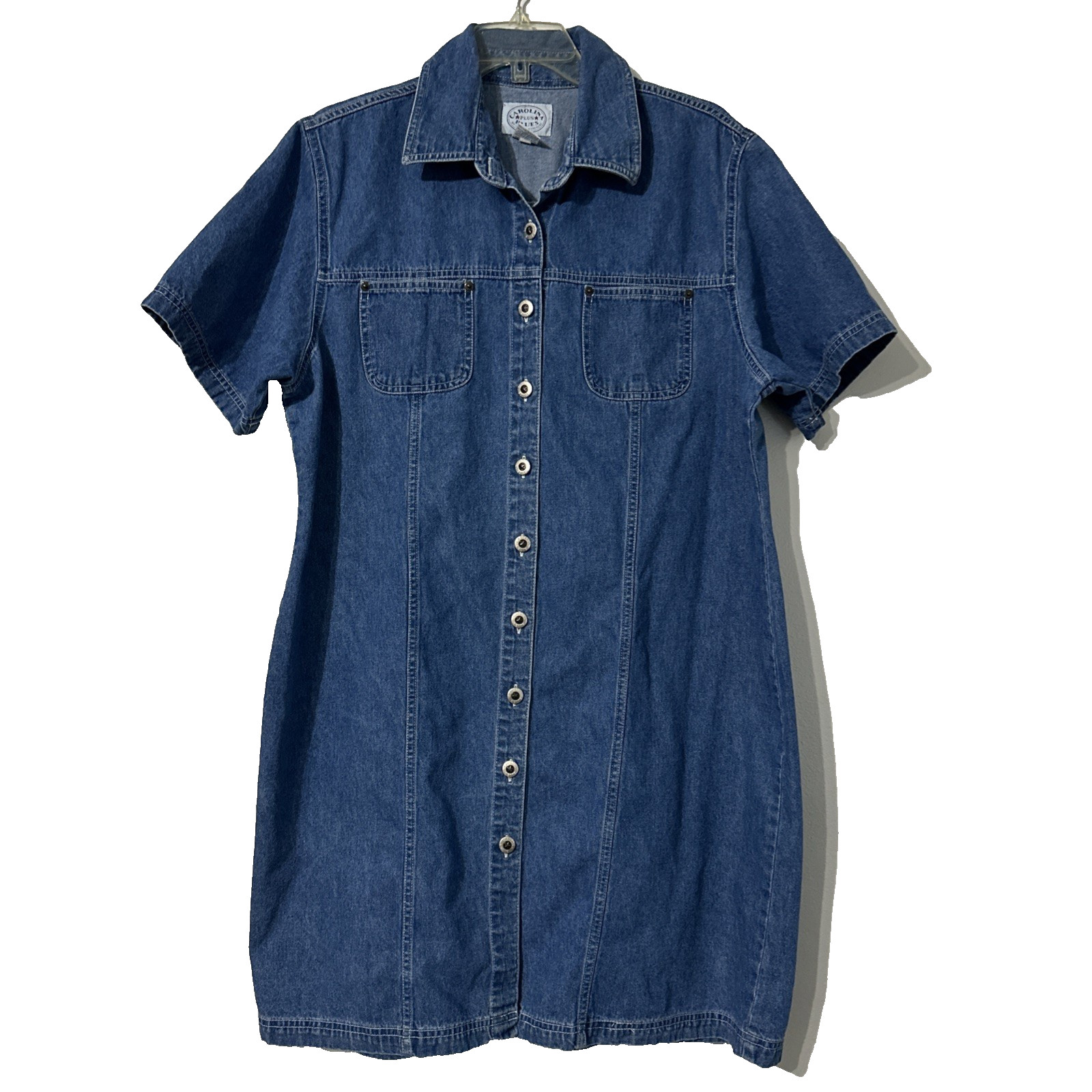 Carolina Blues SZ 22 Plus Denim Blue Jean Shirt Dress Western Button-Up