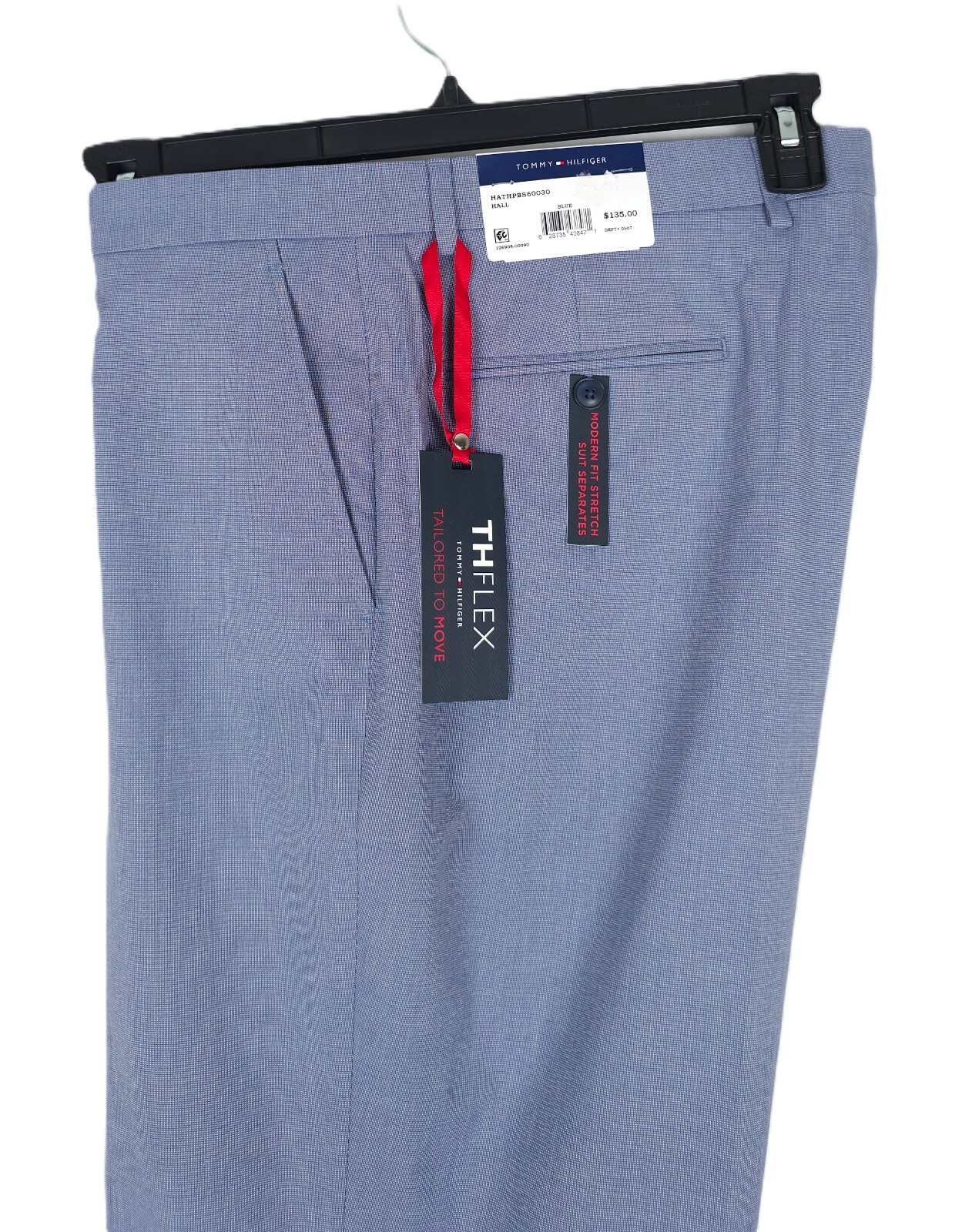 Tommy Hilfiger Mens Modern Fit Dress Pants 31×30 Blue Stretch Cotton Chambray