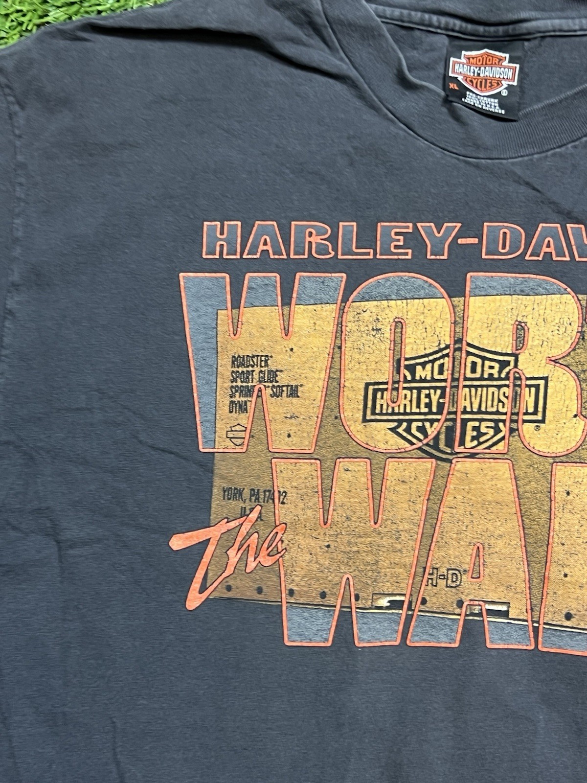 Harley Davidson Worth The Wait T-Shirt Men’s XL Faded Black USA Vintage 90s