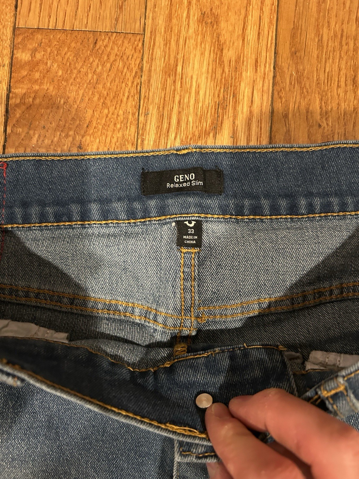 True Religion Geno Relaxed Slim Jeans Mens 33 Blue Denim Stretch Low Rise Y2K