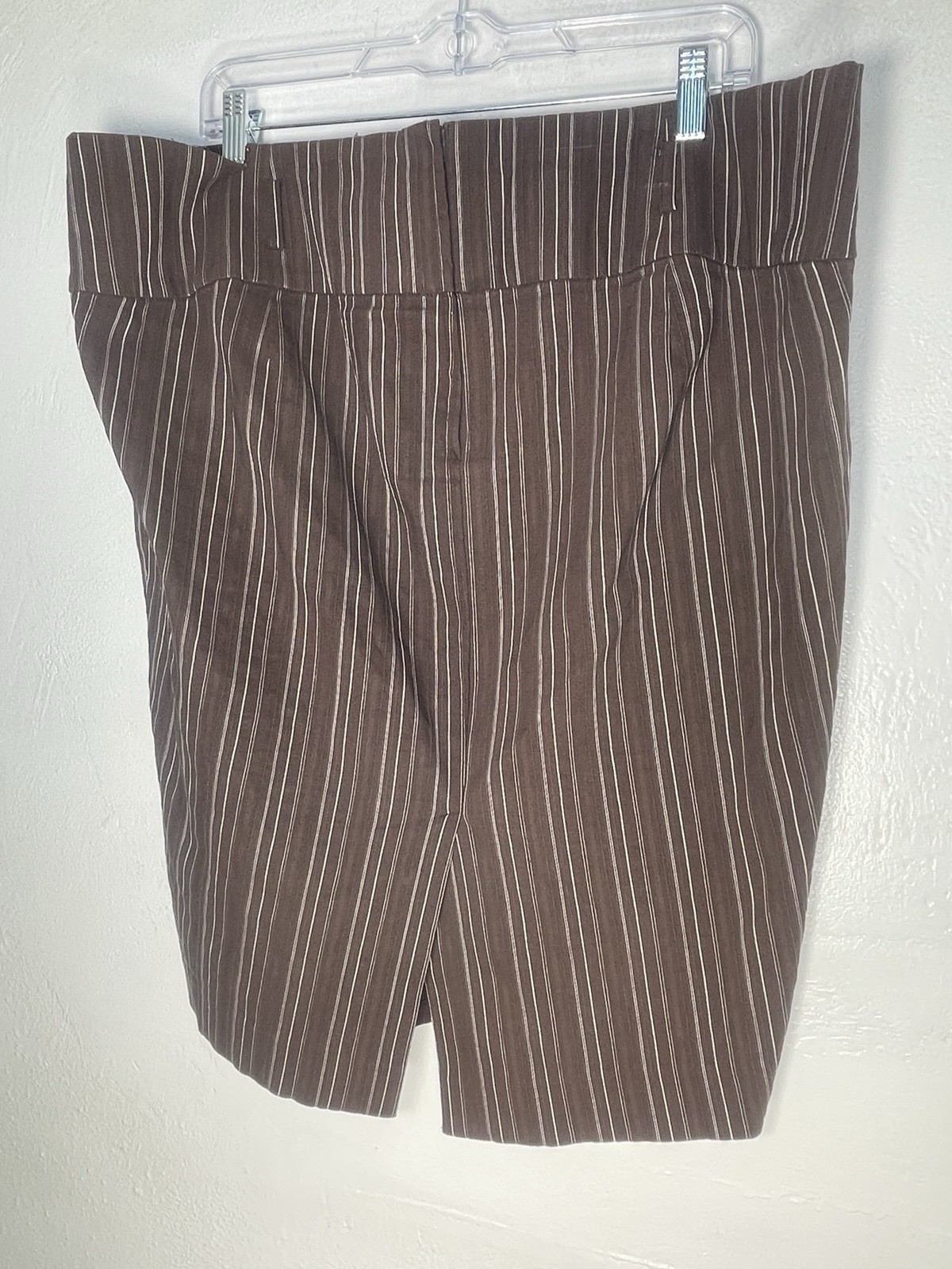 Sole Brown Pinstripe Midi Skirt womens 14 Career Office Stretch Side Slip Y2K
