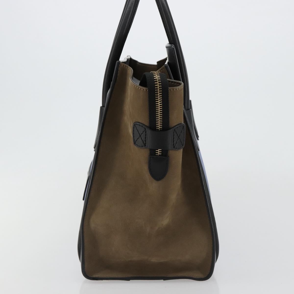 CELINE Luggage Mini Shopper Hand Bag Suede Light Blue Gold Auth ep14637A