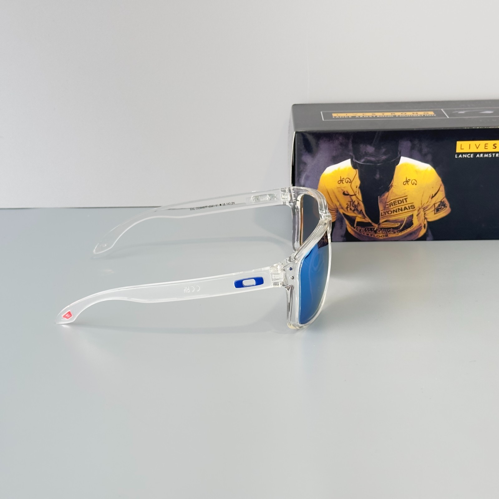 Oakley Holbrook XXL OO9487 Sunglasses Crystal Clear Frame Blue Lenses Unisex
