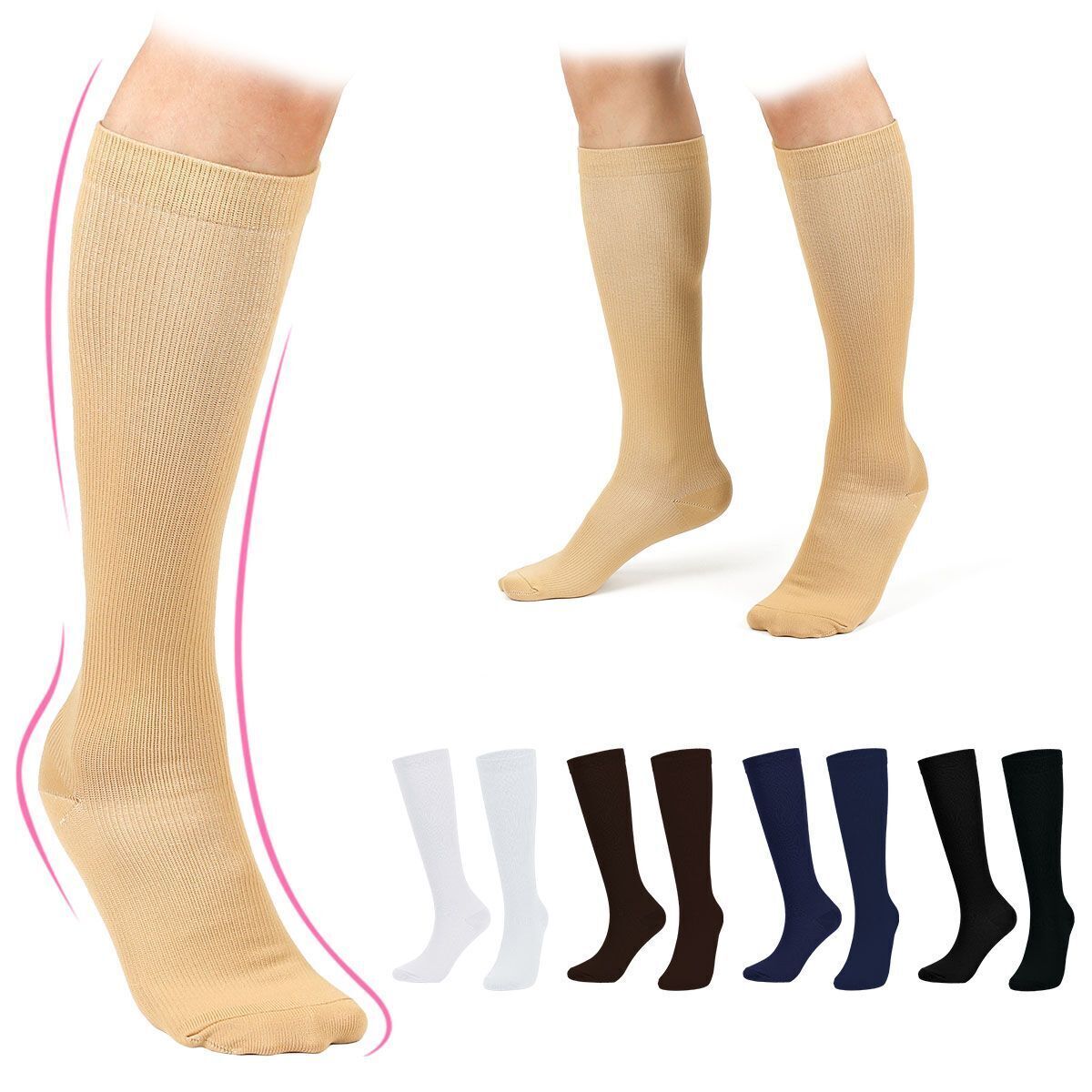 Compression Socks Pain 20-30-mmHgRelief Calf Leg Foot Support Stocking Men&Women