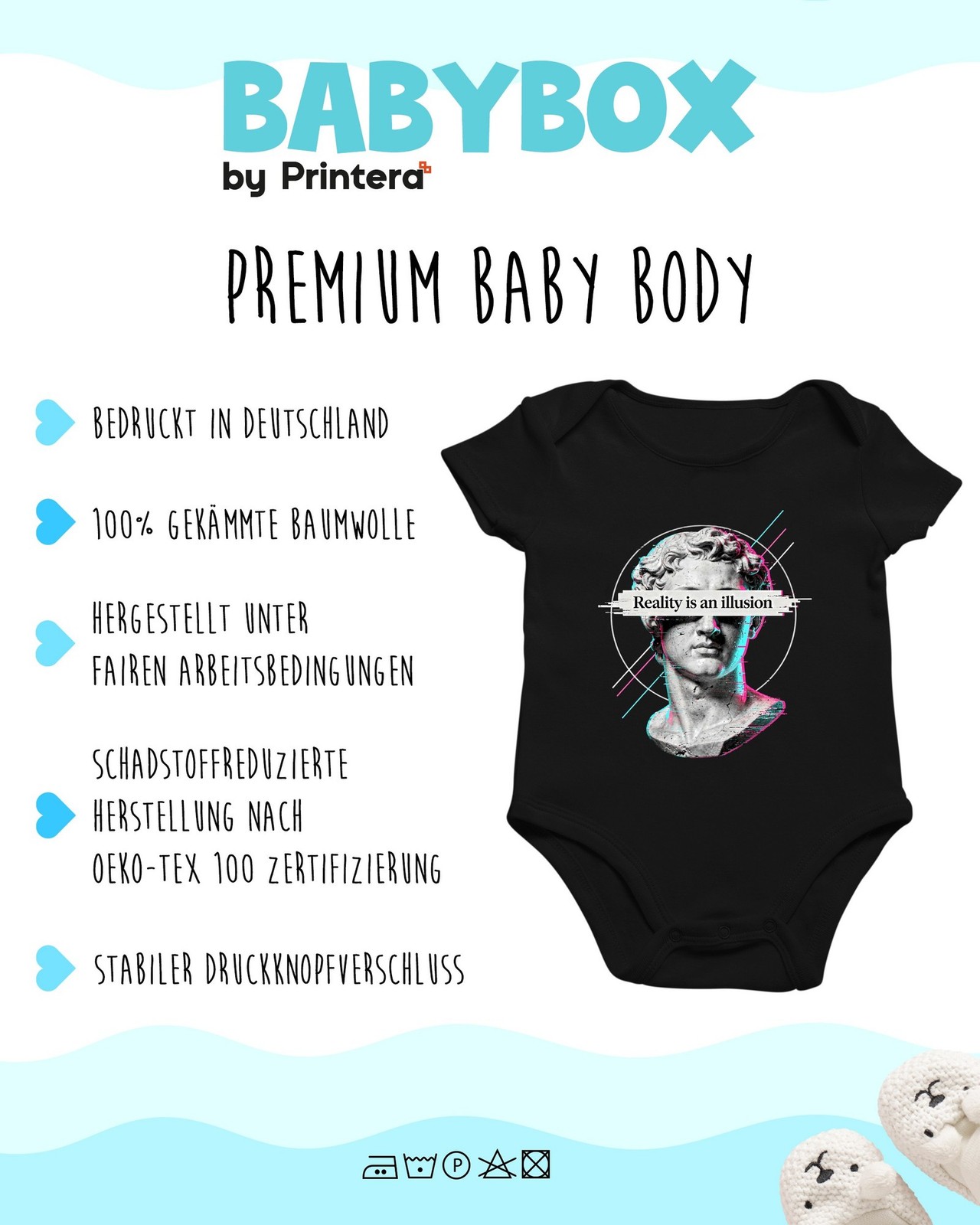 Reality is an illusion David Statue Glitch Art Vaporwave Unisex Baby Bodysuit