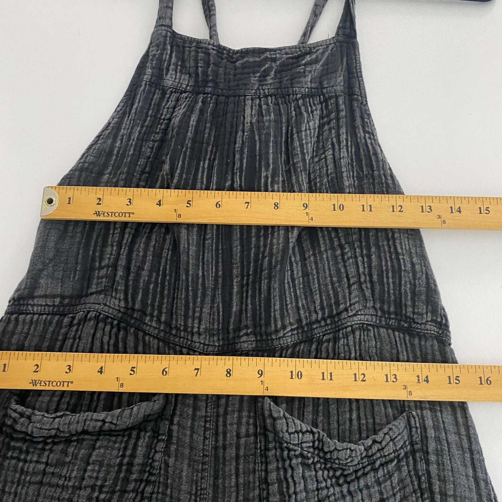 Natural Life Dakota Tie Overall Size L Gauze Washed Out Black Boho Wide Leg