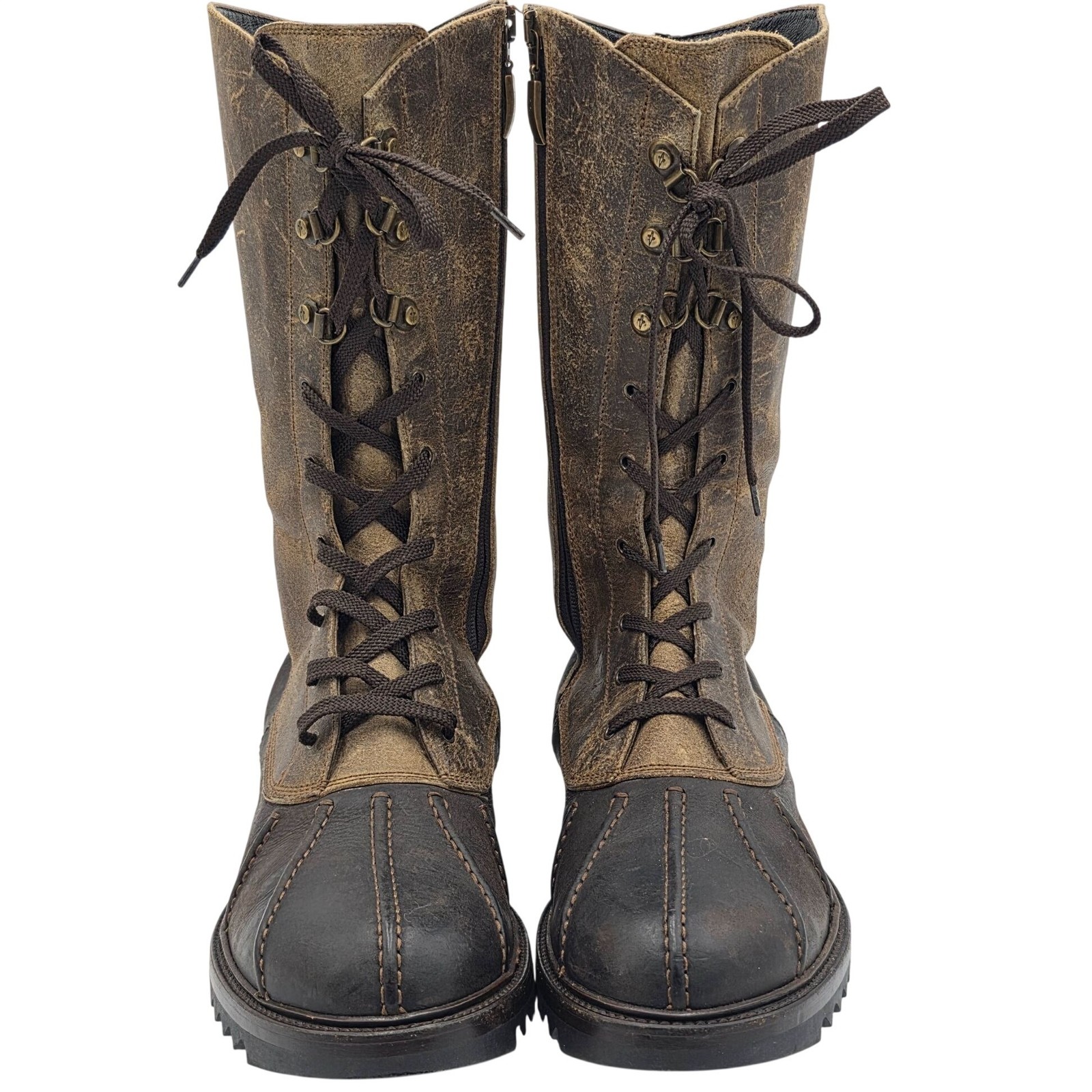 Cesare Paciotti Italy Mens Size 8UK 9US Brown Leather Laced up Tall Combat Boots