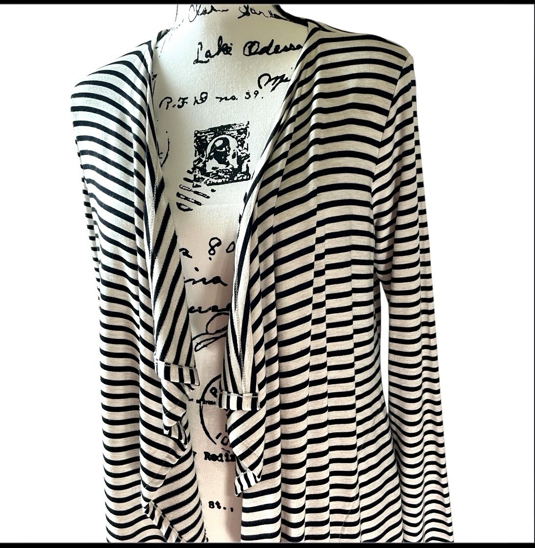 Soma Divine Terry Drape Front Wrap Coastal Stripe Heather Women’s Small