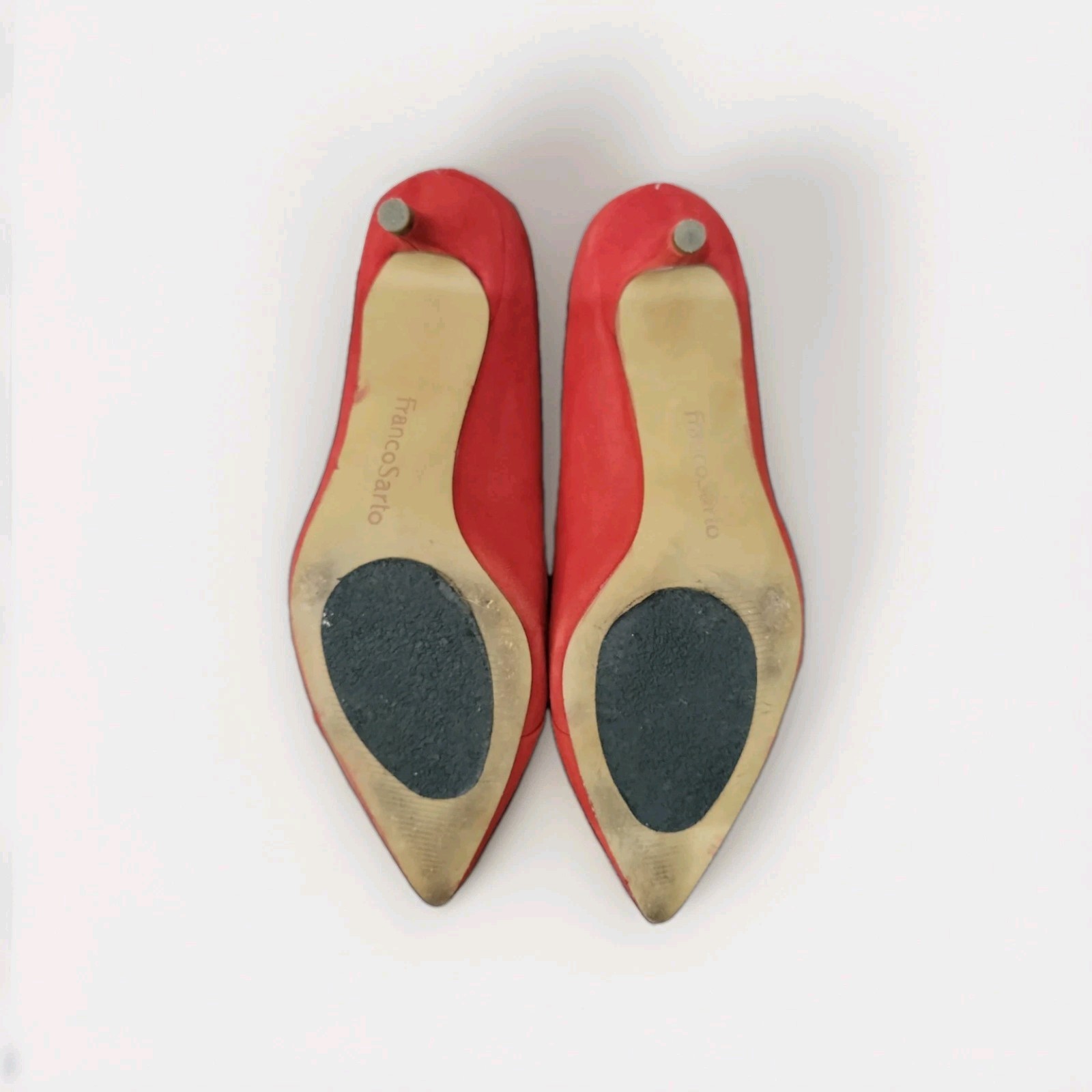 Women’s Red Suede Franco Sarto L-Donnie Kitten Heel Pumps Size 6.5 Gently Worn