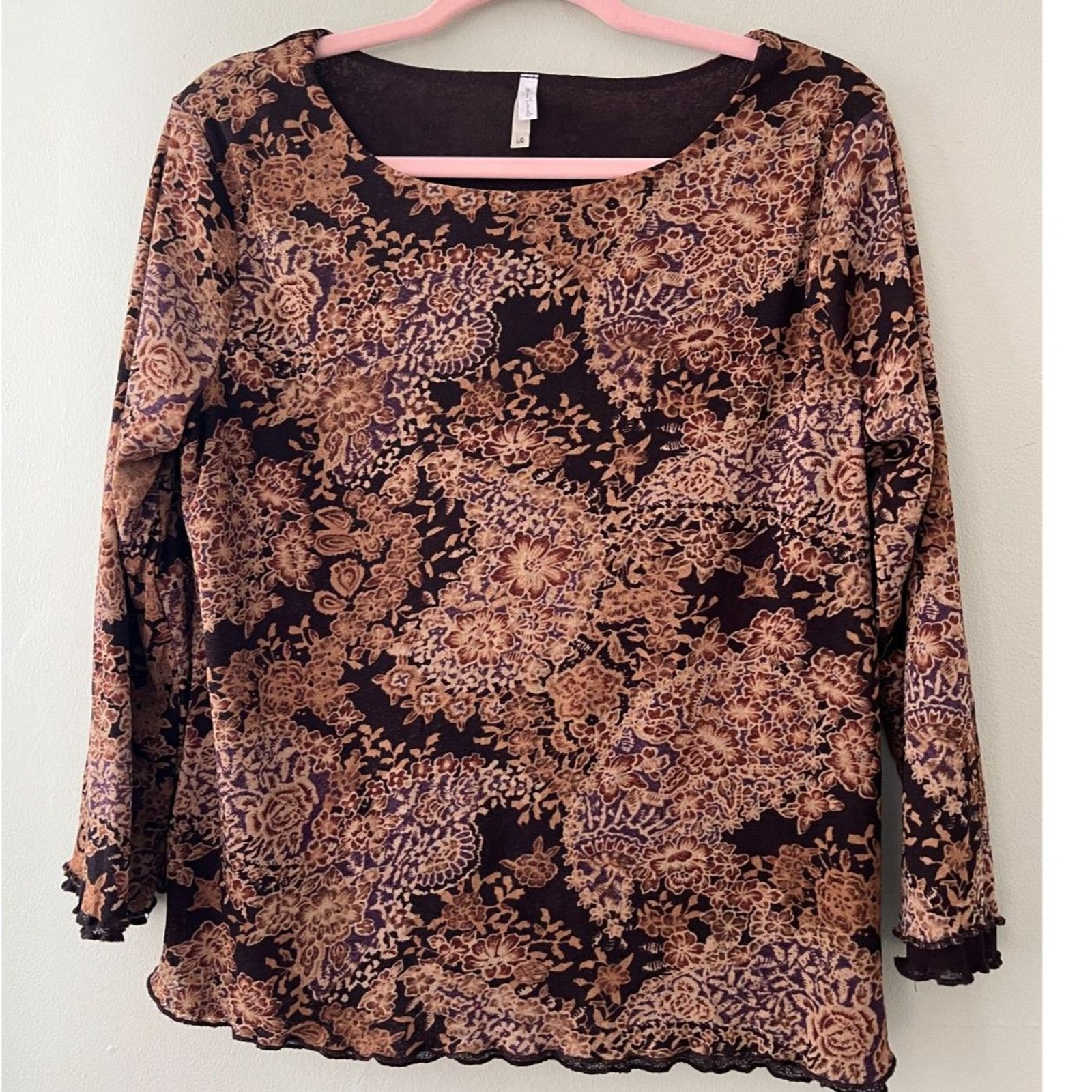 White Stag Vintage Paisley Long Sleeve Work Blouse Size Large