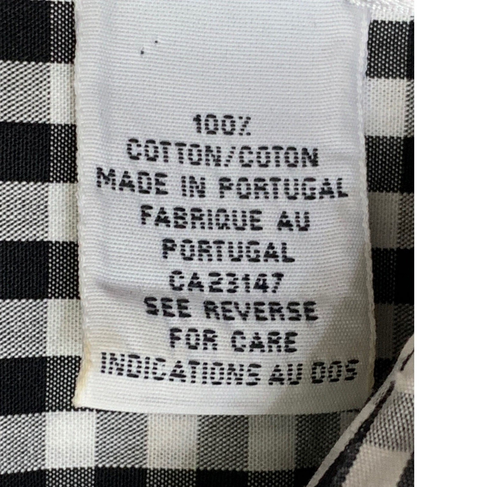 Talbots Women’s Black White Gingham 100% Cotton Button Shirt Portugal Size M