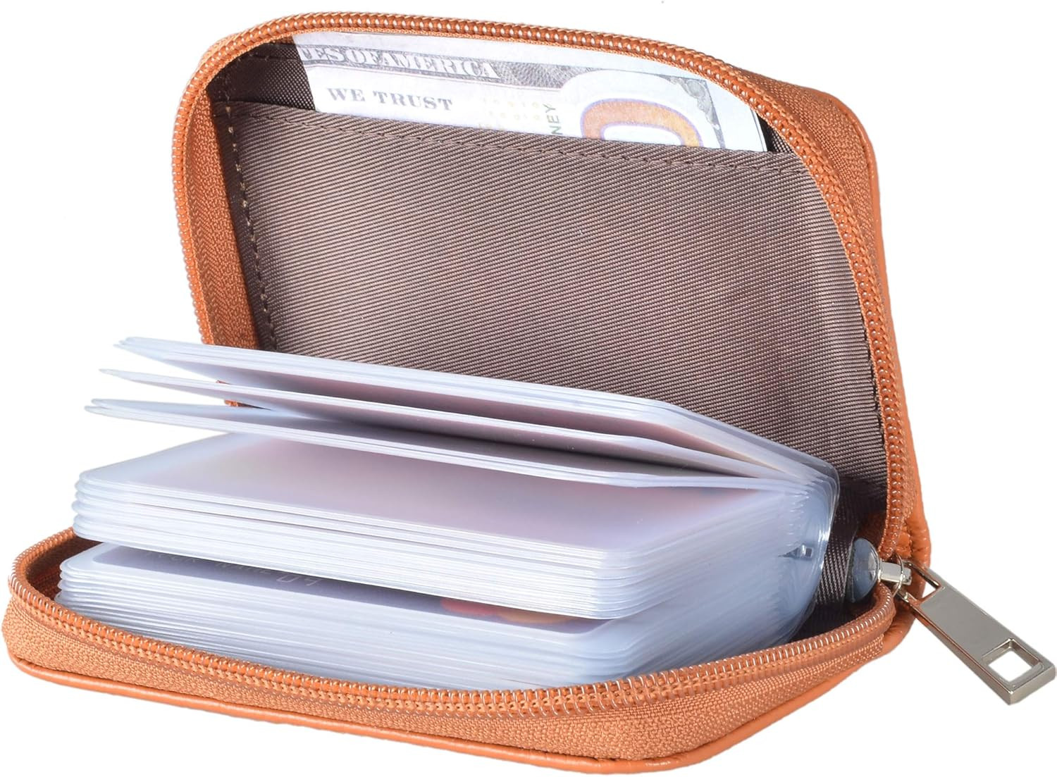 Genuine Leather Credit Card Holder Zipper Wallet With 26 Card Slots