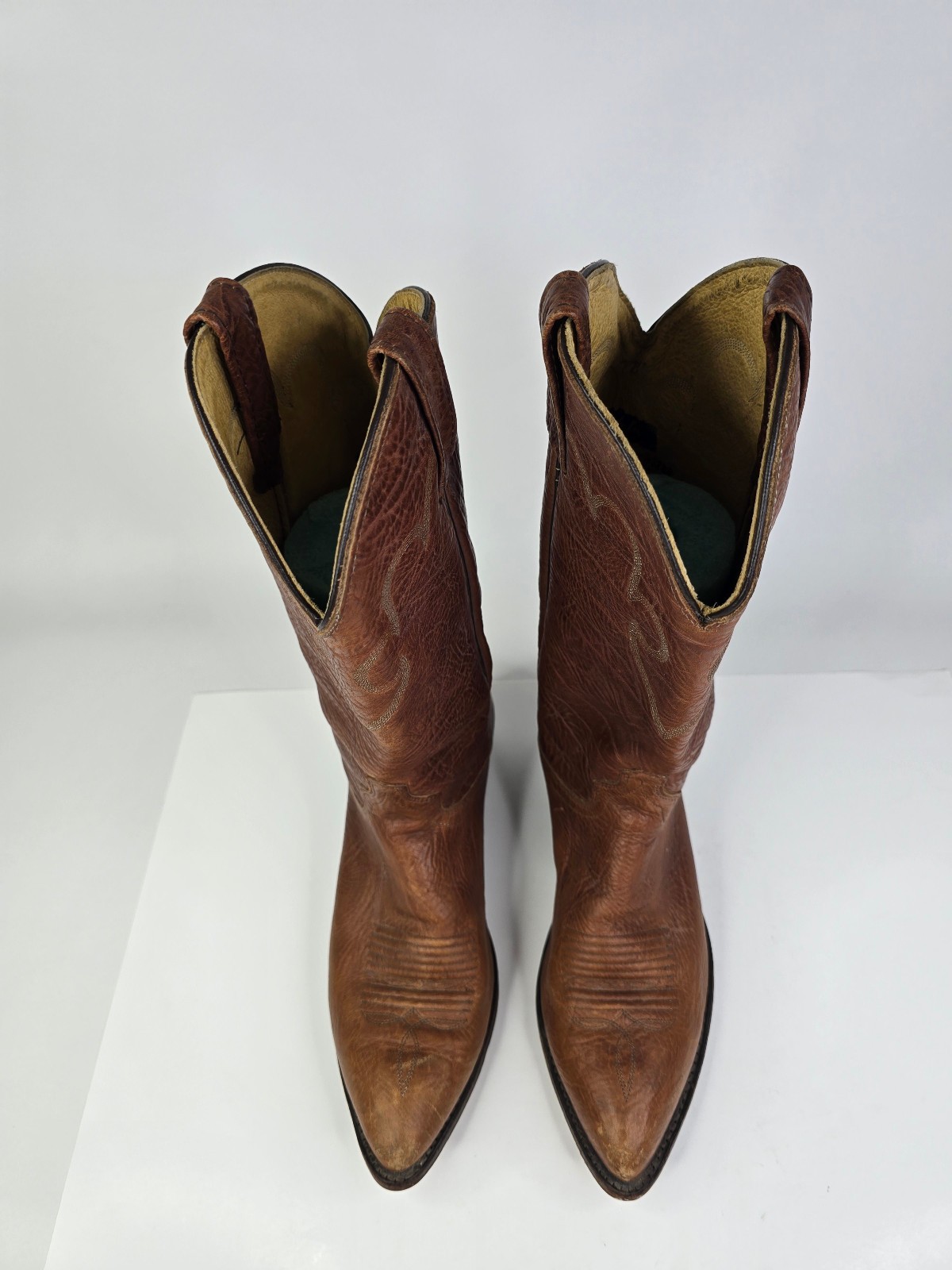 Vintage J Chisholm Cowboy Western Boots Mens Size 10 D Brown Leather 42784