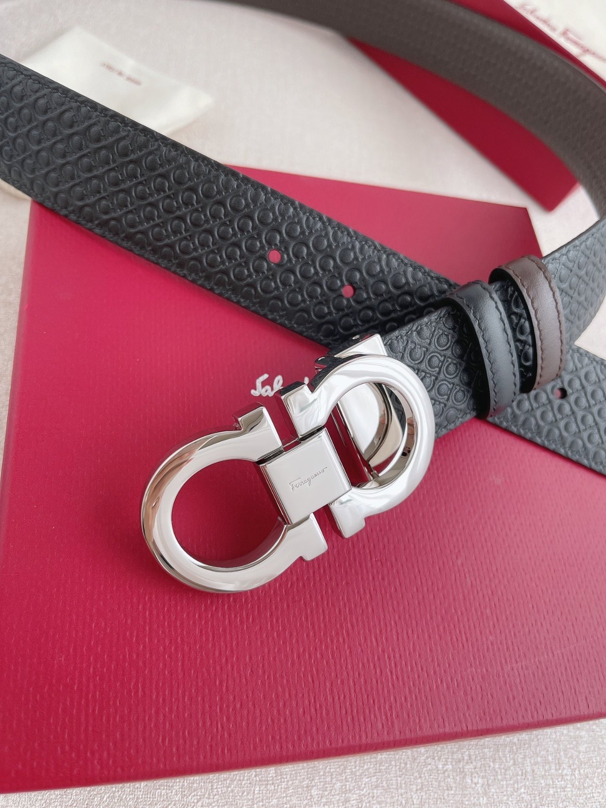 Reversible Black/Brown Authentic FERRAGAMO Belt MEN width 3.5cm/1.38inch