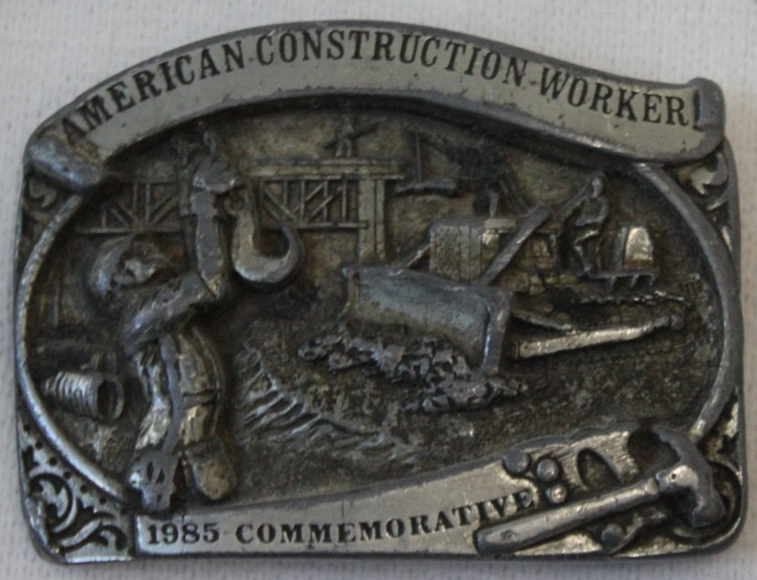 Arroyo Grande Co. Belt Buckle Silver American Construction Worker Vintage 1984