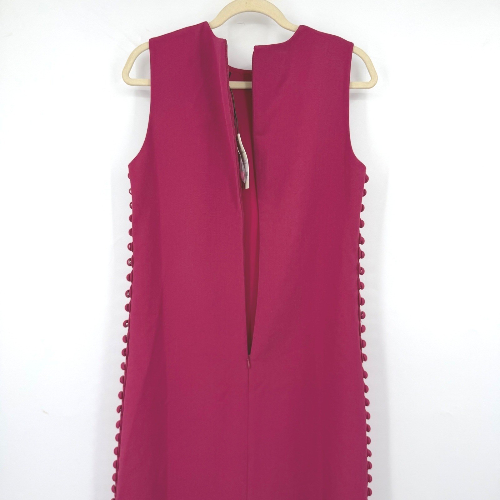 Tuckernuck Raspberry Crepe Button Camille Maxi Dress Sz 8 Sleeveless Column Gown