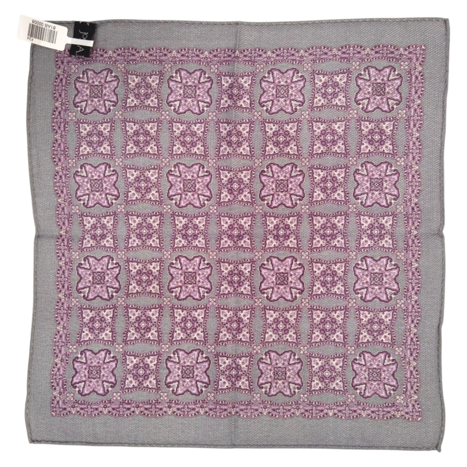 JOS A BANK Mens Wool Handkerchief Pocket Square Silver Gray Purple Hanky 13.5