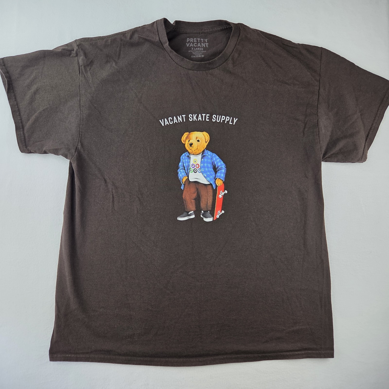 Vacant Skate Supply T-Shirt Skater Teddy Bear Grunge Streetwear Brown Size XL